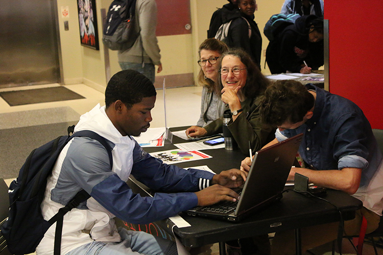 students registering to vote